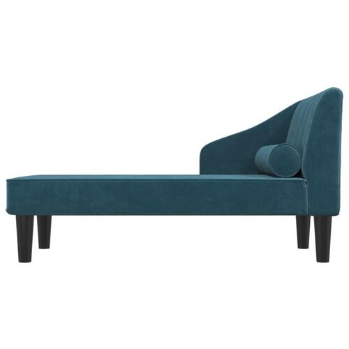 Chaiselong med bolster fløjl blå