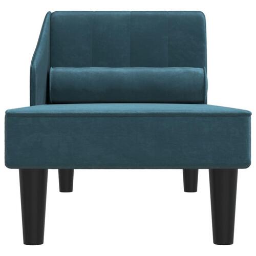 Chaiselong med bolster fløjl blå