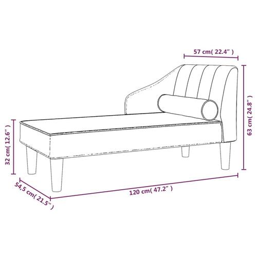 Chaiselong med bolster fløjl blå