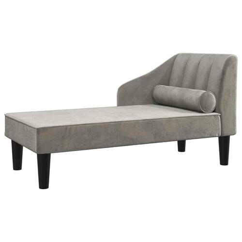 Chaiselong med bolster fløjl lysegrå