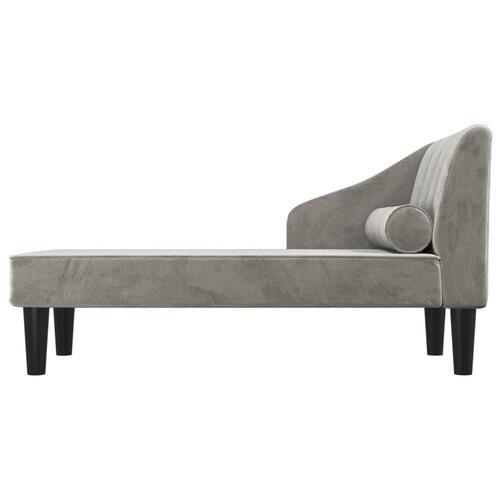 Chaiselong med bolster fløjl lysegrå