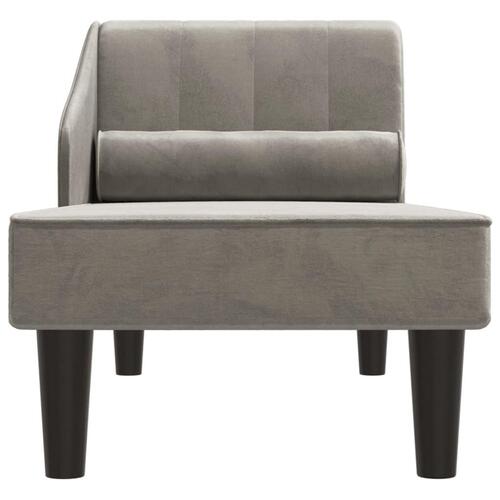 Chaiselong med bolster fløjl lysegrå