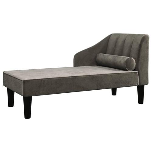 Chaiselong med bolster fløjl mørkegrå