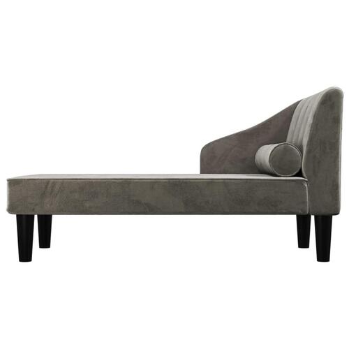 Chaiselong med bolster fløjl mørkegrå