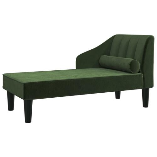 Chaiselong med bolster fløjl mørkegrøn