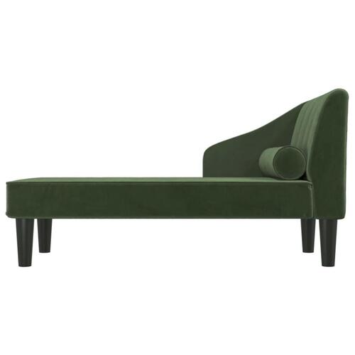 Chaiselong med bolster fløjl mørkegrøn