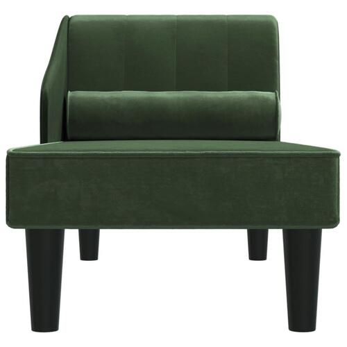 Chaiselong med bolster fløjl mørkegrøn