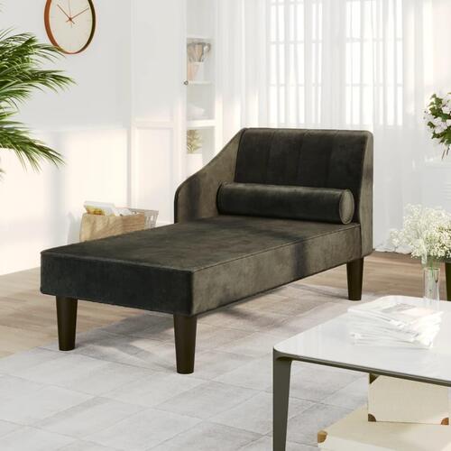 Chaiselong med bolster fløjl sort