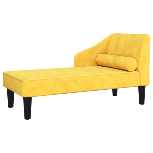Chaiselong med bolster fløjl gul