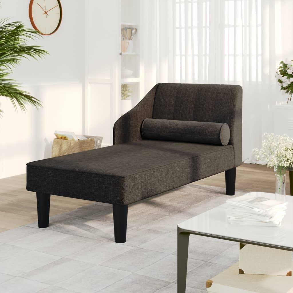 Chaiselong med bolster fløjl sort