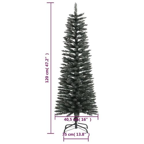 Kunstigt smalt juletræ med juletræsfod 120 cm PVC grøn