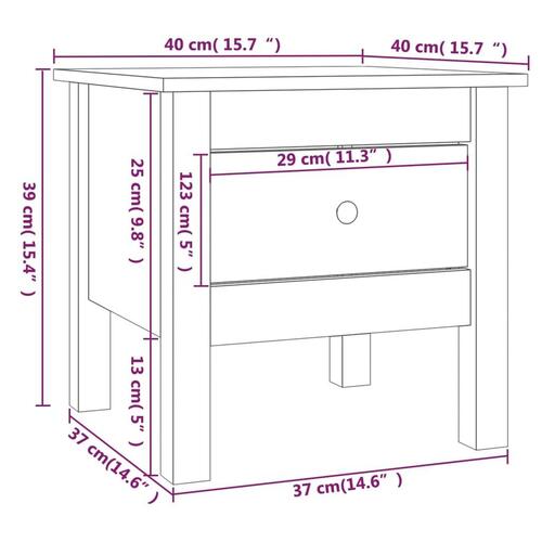 Sideborde 2 stk. 40x40x39 cm massivt fyrretræ