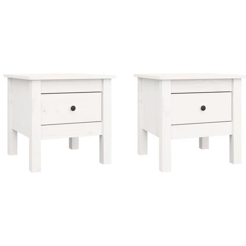 Sideborde 2 stk. 40x40x39 cm massivt fyrretræ hvid