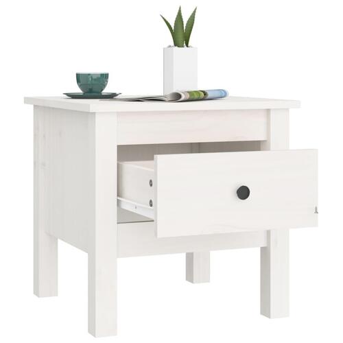 Sideborde 2 stk. 40x40x39 cm massivt fyrretræ hvid