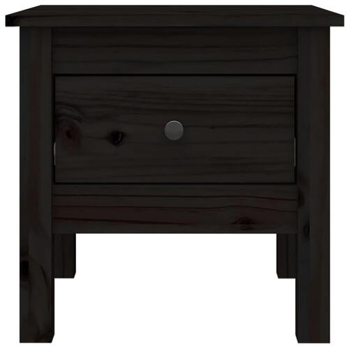 Sidebord 40x40x39 cm massivt fyrretræ sort