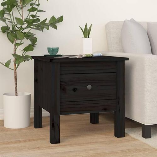 Sideborde 2 stk. 40x40x39 cm massivt fyrretræ sort