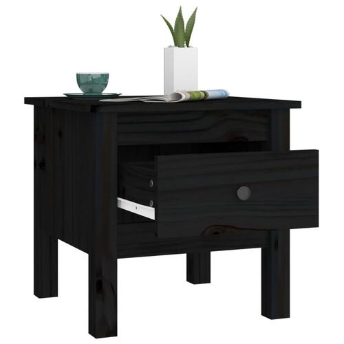 Sideborde 2 stk. 40x40x39 cm massivt fyrretræ sort