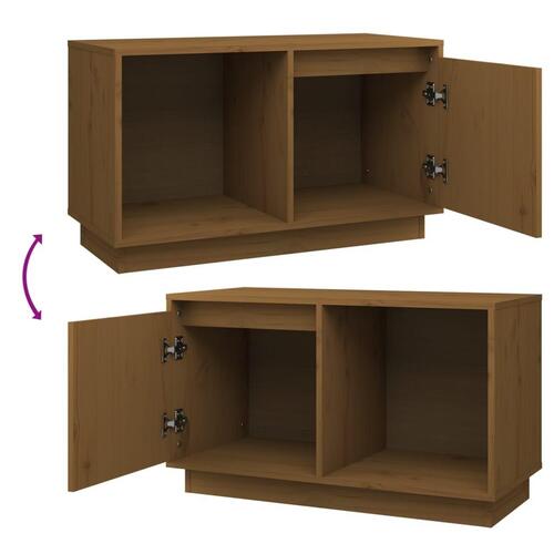 Tv-bord 74x35x44 cm massivt fyrretræ gyldenbrun