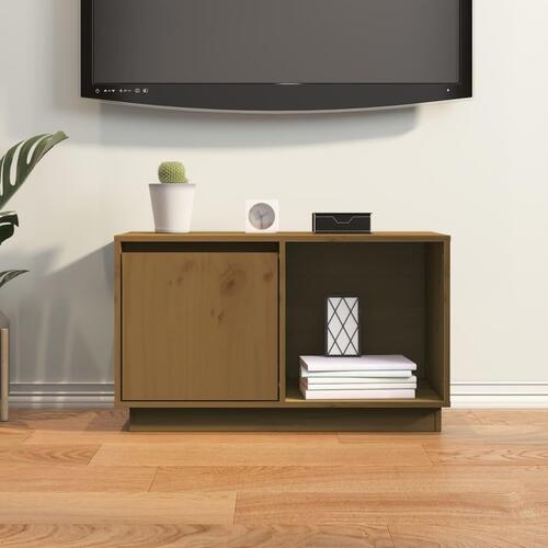 Tv-bord 74x35x44 cm massivt fyrretræ gyldenbrun