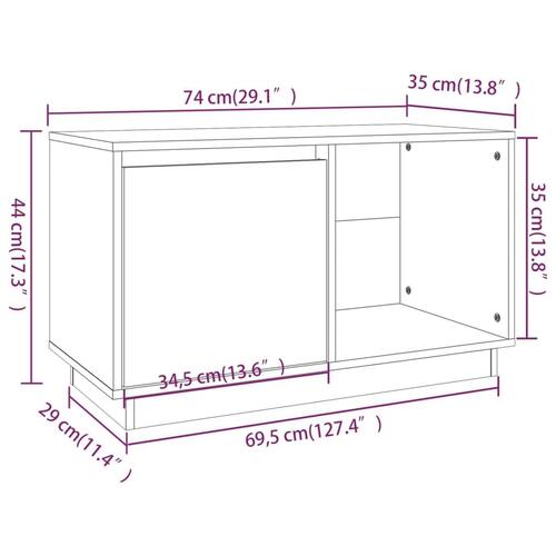 Tv-bord 74x35x44 cm massivt fyrretræ gyldenbrun