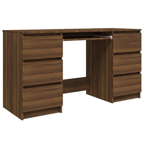 Skrivebord 140x50x77 cm konstrueret træ brun egetræsfarve