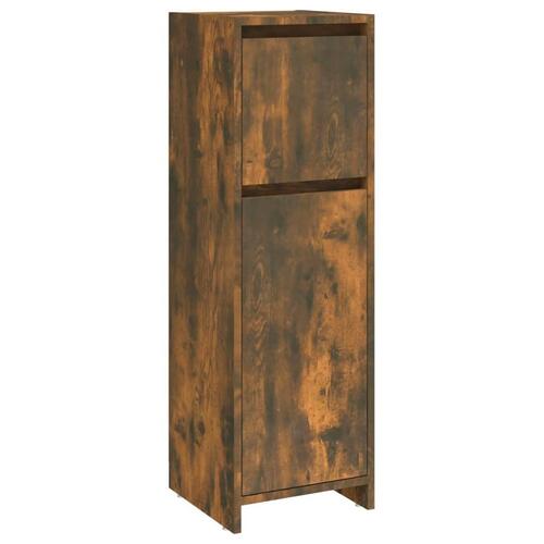 Badeværelsesskab 30x30x95 cm konstrueret træ røget egetræ
