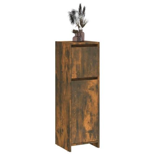 Badeværelsesskab 30x30x95 cm konstrueret træ røget egetræ