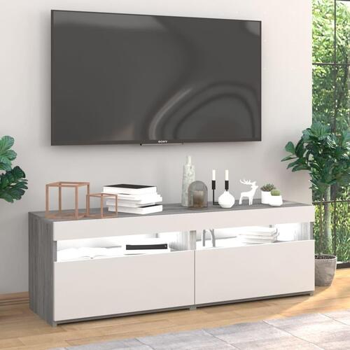 Tv-borde med LED-lys 2 stk. 60x35x40 cm grå sonoma-eg