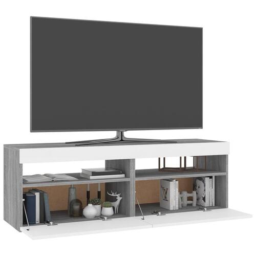 Tv-borde med LED-lys 2 stk. 60x35x40 cm grå sonoma-eg