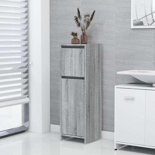 Badeværelsesskab 30x30x95 cm konstrueret træ grå sonoma-eg