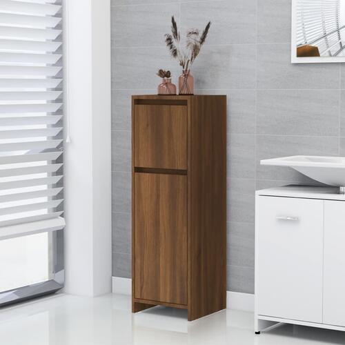 Badeværelsesskab 30x30x95 cm konstrueret træ brunt egetræ