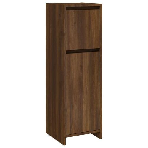 Badeværelsesskab 30x30x95 cm konstrueret træ brunt egetræ
