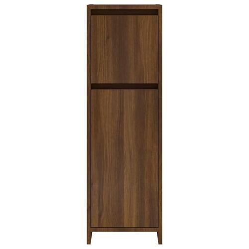 Badeværelsesskab 30x30x95 cm konstrueret træ brunt egetræ