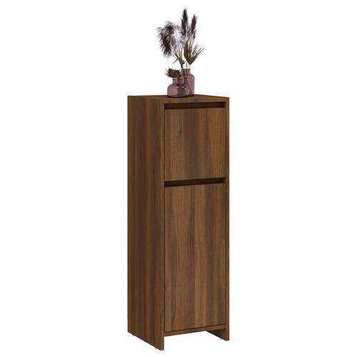 Badeværelsesskab 30x30x95 cm konstrueret træ brunt egetræ