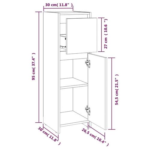 Badeværelsesskab 30x30x95 cm konstrueret træ brunt egetræ
