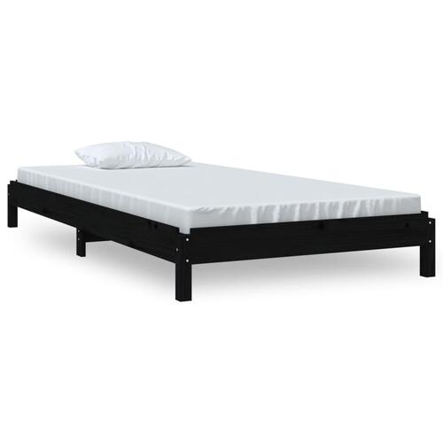 Stabelbar seng 75x190 cm massivt fyrretræ sort