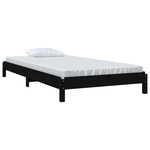 Stabelbar seng 75x190 cm massivt fyrretræ sort