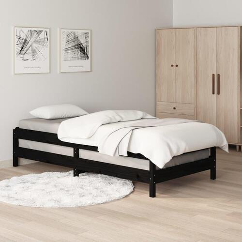 Stabelbar seng 75x190 cm massivt fyrretræ sort