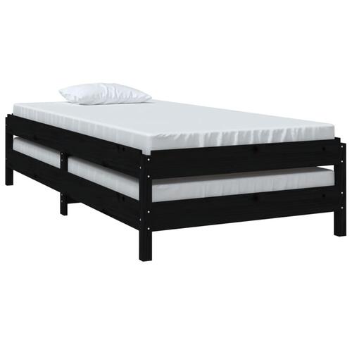 Stabelbar seng 75x190 cm massivt fyrretræ sort