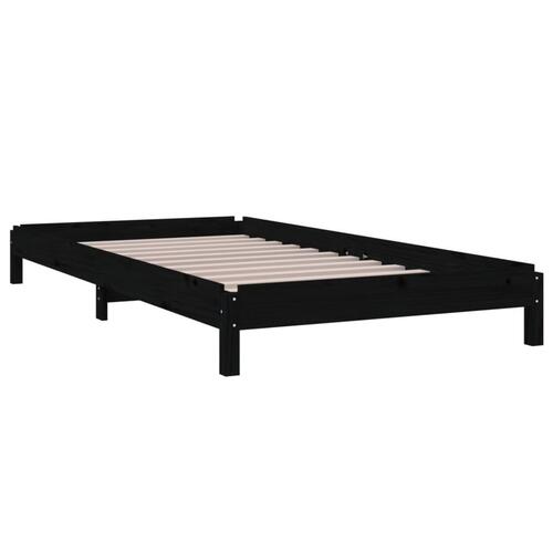 Stabelbar seng 75x190 cm massivt fyrretræ sort