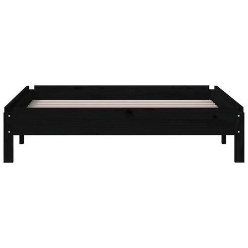 Stabelbar seng 75x190 cm massivt fyrretræ sort