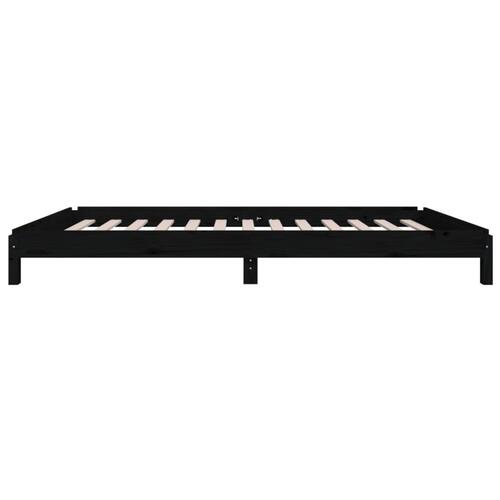 Stabelbar seng 75x190 cm massivt fyrretræ sort