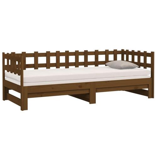 Daybed med udtræk 2x(90x190) cm massivt fyrretræ gyldenbrun