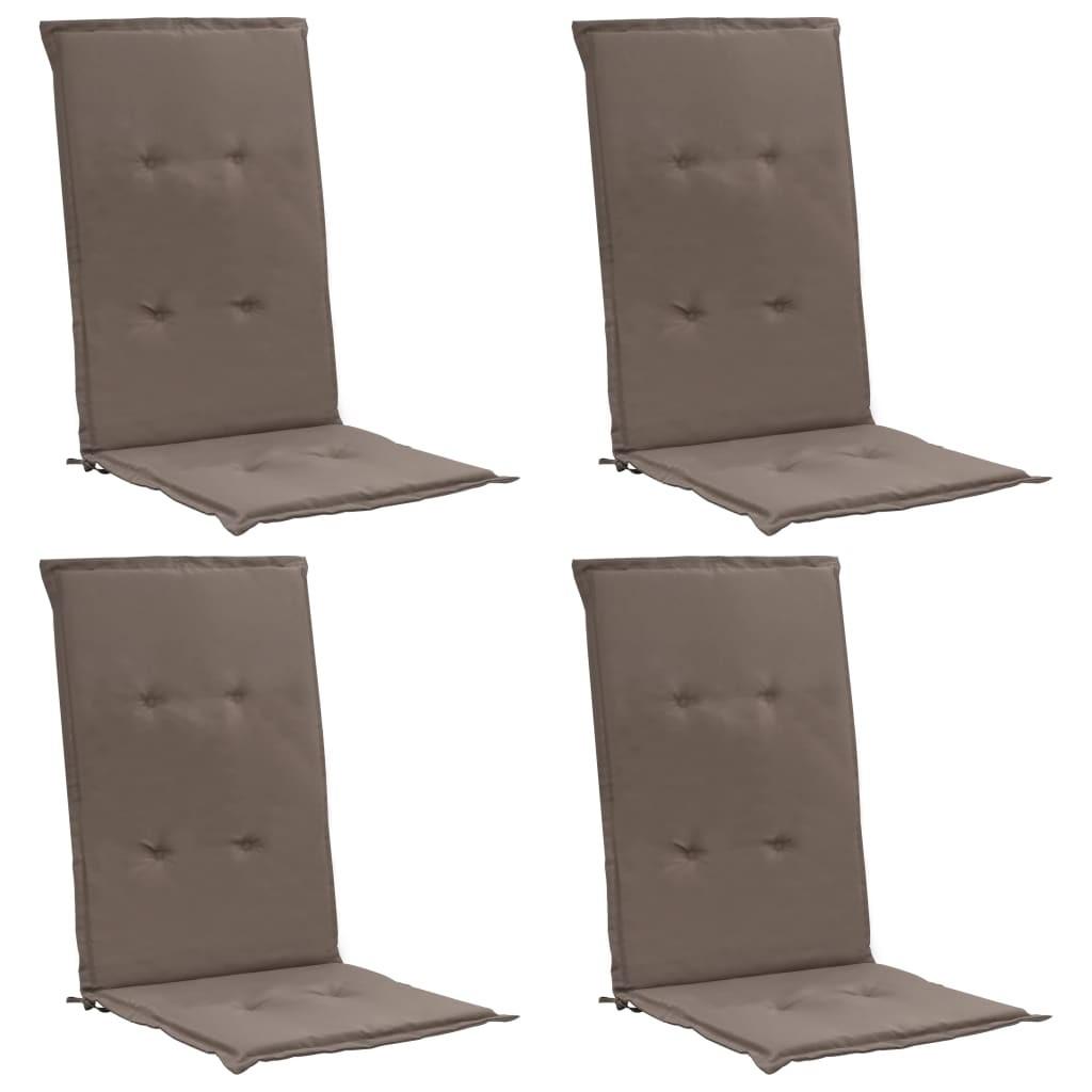 Stolehynder m. høj ryg 4 stk. 120x50x3 cm stof gråbrun