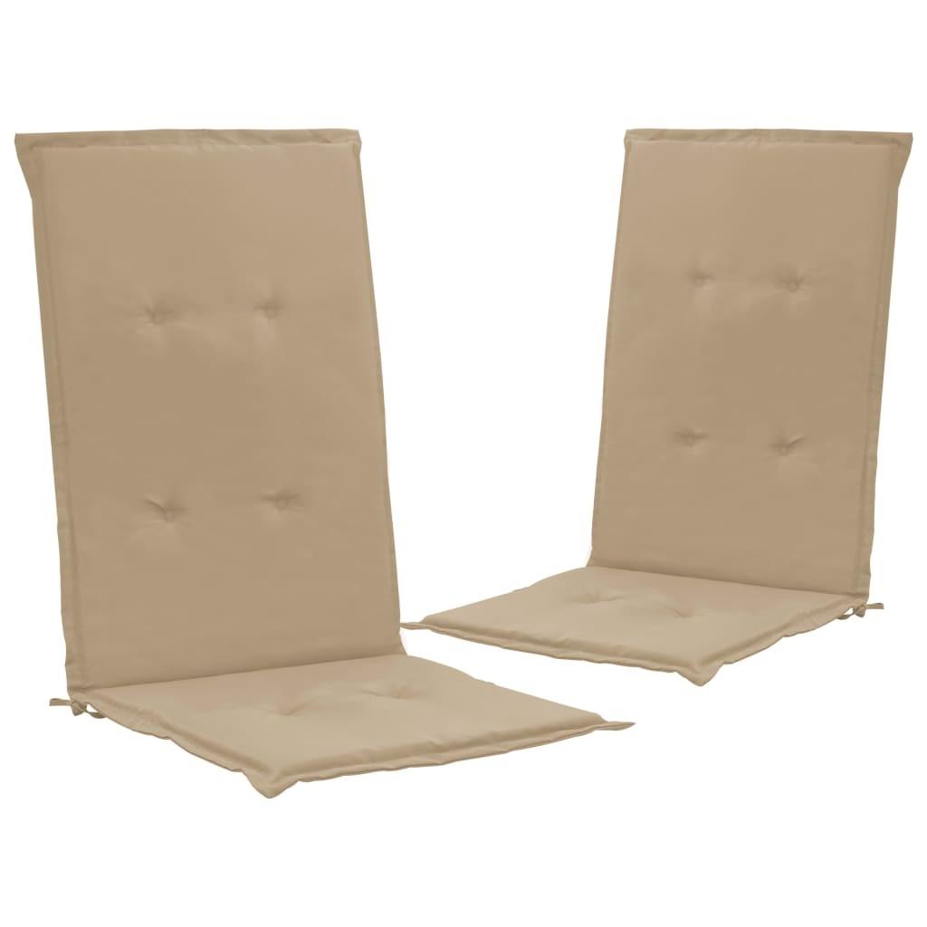 Stolehynder m. høj ryg 2 stk. 120x50x3 cm stof beige