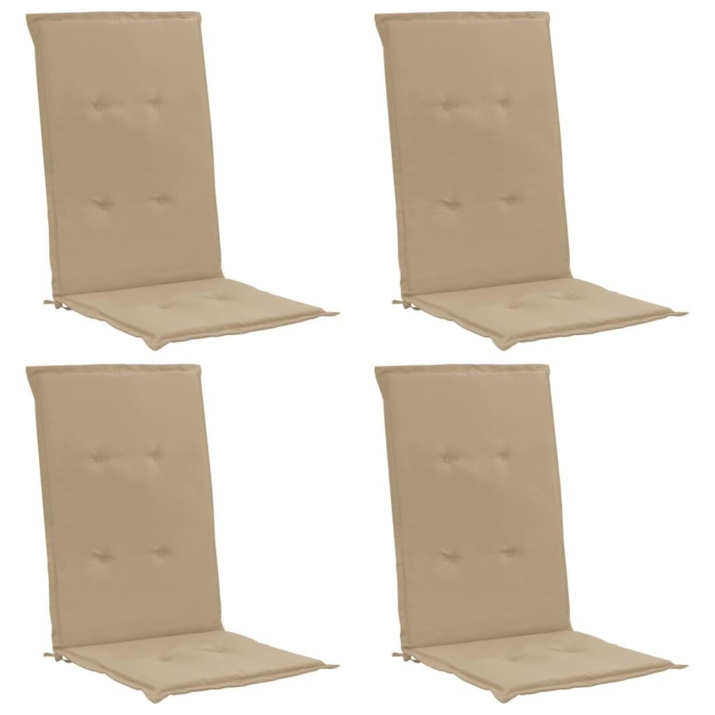 Stolehynder m. høj ryg 4 stk. 120x50x3 cm stof beige