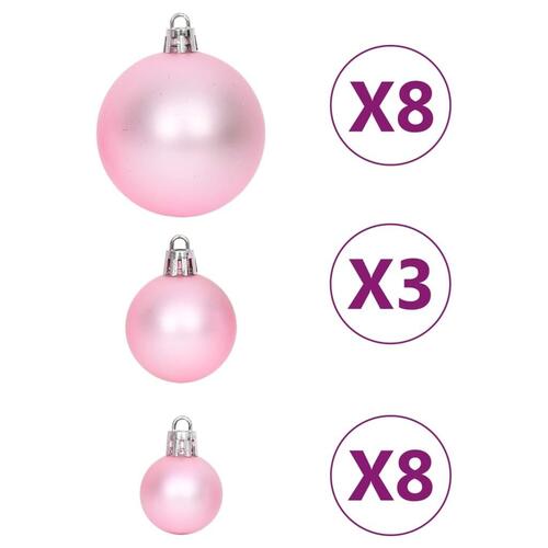 Julekugler 65 dele pink/rød/hvid