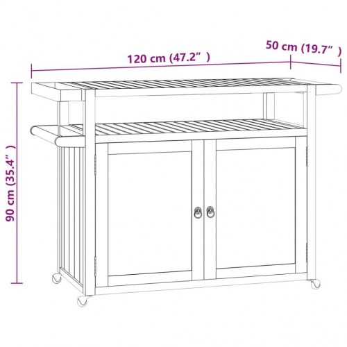 Barvogn 120x50x90 cm massivt teaktræ