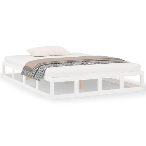Sengeramme 135x190 cm dobbelt massivt træ hvid