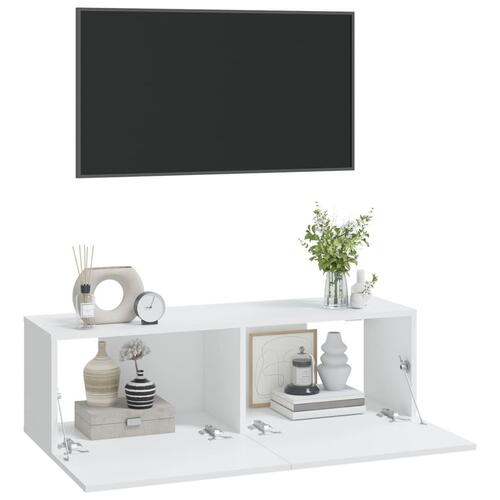 Væghængte tv-skabe 2 stk. 100x30x30 cm konstrueret træ hvid